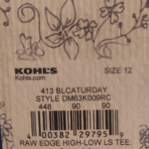 Mudd Girls NWT Raw Edge High Low Tee "Everyday is Caturday" Long Sleeve Size 12 - Picture 4 of 6